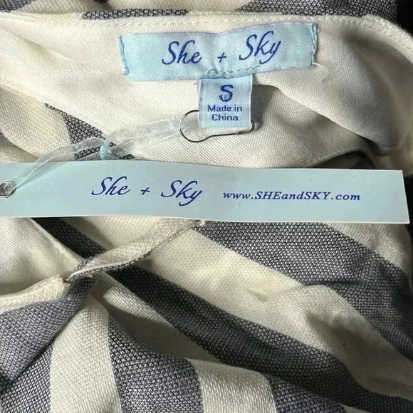 She + Sky Striped Midi Dress With Front Pockets Size S NWT - Picture 5 of 5